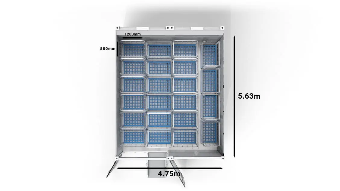 22 rullburar i en 2-facks 20-fots Arctic SuperStore