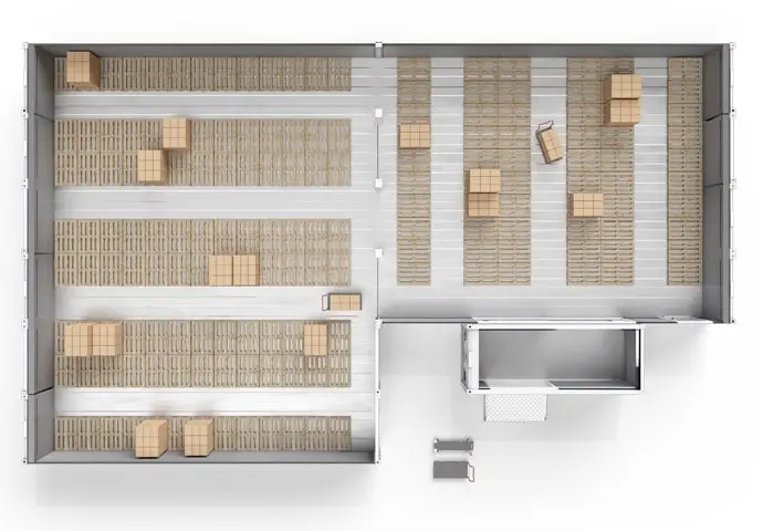 Arctic SuperStore med pallar och anslutningsrum