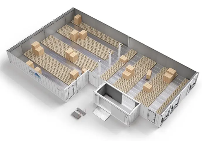 Arctic SuperStore med pallar och anslutningsrum