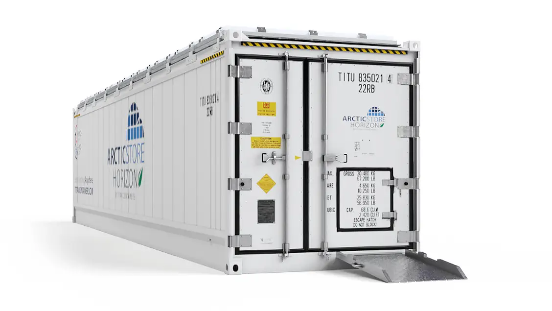 40ft ArcticStore Horizon Frontvy med Solpaneler