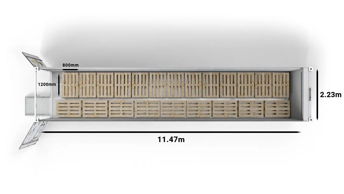 22 EUR-pallar i en 40 fot ArcticStore Horizon